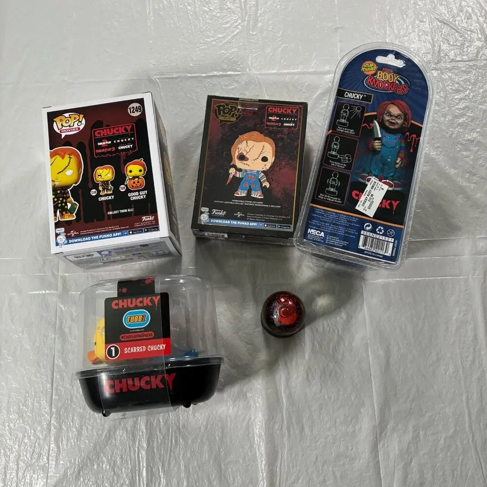 Chucky Collectibles Lot of 6 Items - Funko Pop! , TUBBZ , Body Knockers, Globe